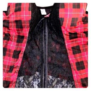 Corset/Bustiers - BLK/RED/WHT Plaid Lace front